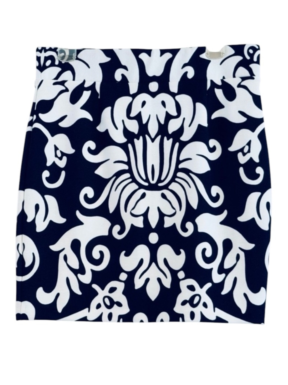 INC International Concepts Blue & White Damask Mini Skirt Size 8